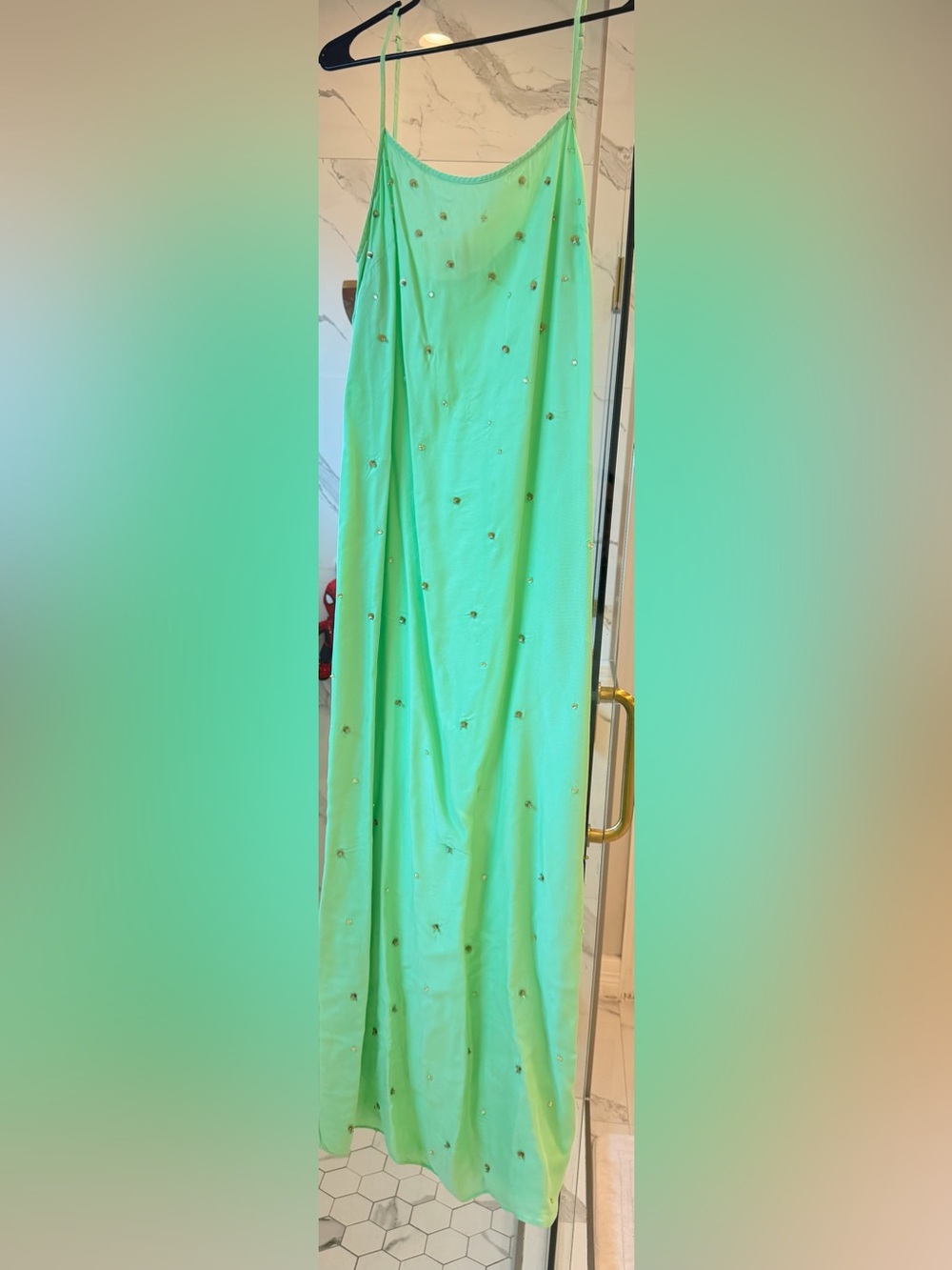 J crewLight Green Embellished Maxi Slip Dress
